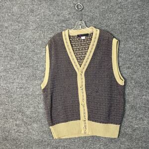 Vintage Wimbledon Mens Sweater Vest Size Large Button Up Retro Grandpa Preppy